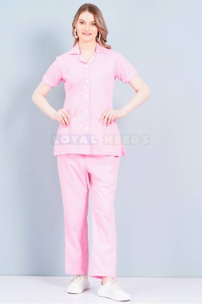 Plain Cotton Nurse Wear – Half Sleeves Collar Neck White and Pink Manufacturers, Suppliers in Bhubaneswar