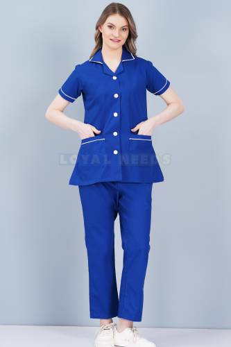 Plain Navy Blue Nurse Wear for Women – Cotton Material, Functional Pockets, Collar Neck Manufacturers, Suppliers in Tamil Nadu