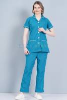 Professional Nurse Uniform – Plain Blue Cotton, Collar Neck, Female Half Sleeve Dress Manufacturers, Suppliers in Tamil Nadu