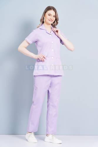 Purple Hospital Scrubs for Women – Plain Cotton, Half Sleeves, Functional Pocket Design Manufacturers, Suppliers in Tamil Nadu