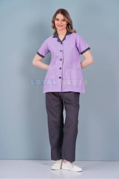 Purple Housekeeping Uniform for Female – Half Sleeves, Machine Wash Manufacturers, Suppliers in Kerala