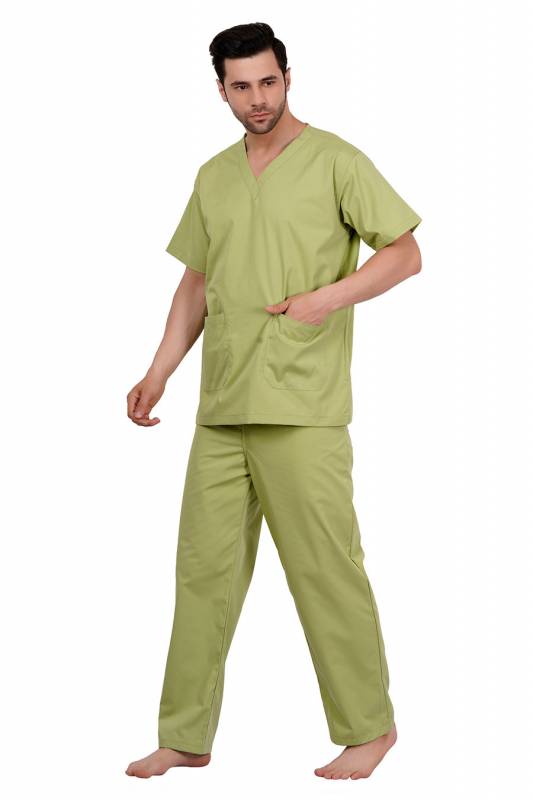 Sage Green Polycotton Scrubs - V Neck, Short Raglan Sleeves, 4 Pockets, Full Elastic Drawstring Pant, Double Stitch Durability, Sizes S-XXXL, 0.51 kg Manufacturers, Suppliers in Jamshedpur