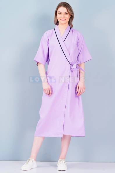 Unisex Stitched Cotton Gown – Front Open Overlap Manufacturers, Suppliers in Kerala