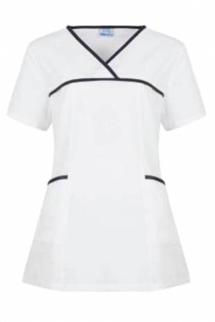 White and Yellow Nurse Top for Women – Pure Cotton, Stitched