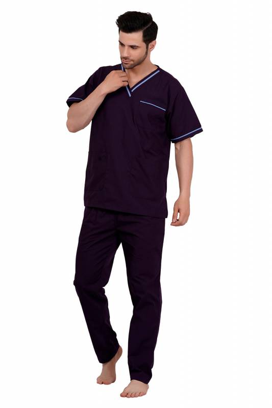 Wine Red and Blue Polycotton Scrubs - V Neck, Short Raglan Sleeves, 6 Pockets, Full Elastic Drawstring Pant, Double Stitch Durability, Sizes S-XXXL, 0.51 kg Manufacturers, Suppliers in Jamshedpur
