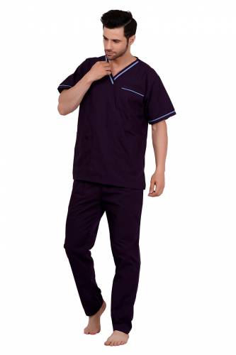 Wine Red and Blue Polycotton Scrubs - V Neck, Short Raglan Sleeves, 6 Pockets, Full Elastic Drawstring Pant, Double Stitch Durability, Sizes S-XXXL, 0.51 kg Manufacturers, Suppliers in Tamil Nadu